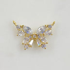 Gold Plated Sparkle Cubic Zirconia Butterfly Charm Multi Shaped CZ