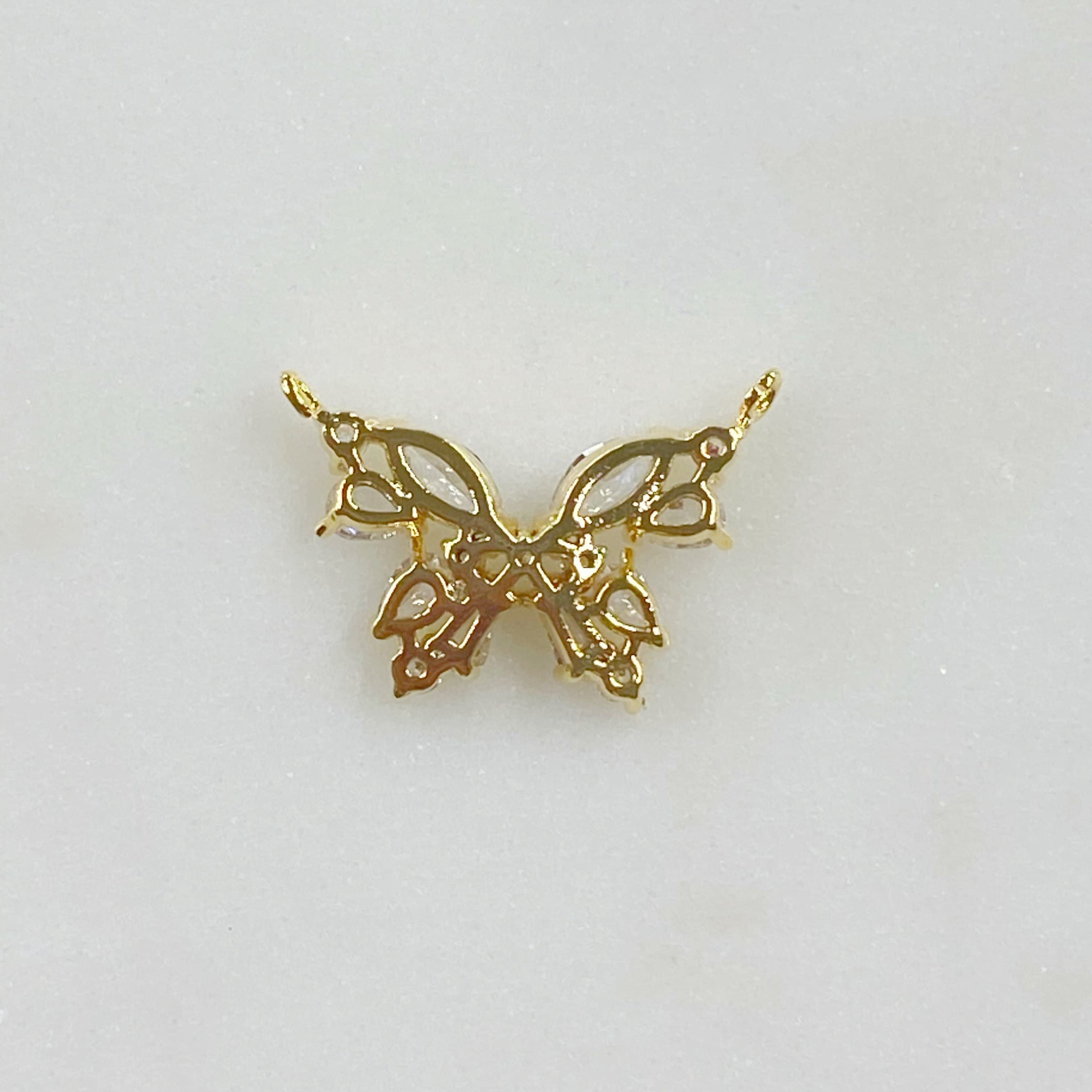 Gold Plated Sparkle Cubic Zirconia Butterfly Charm Multi Shaped CZ
