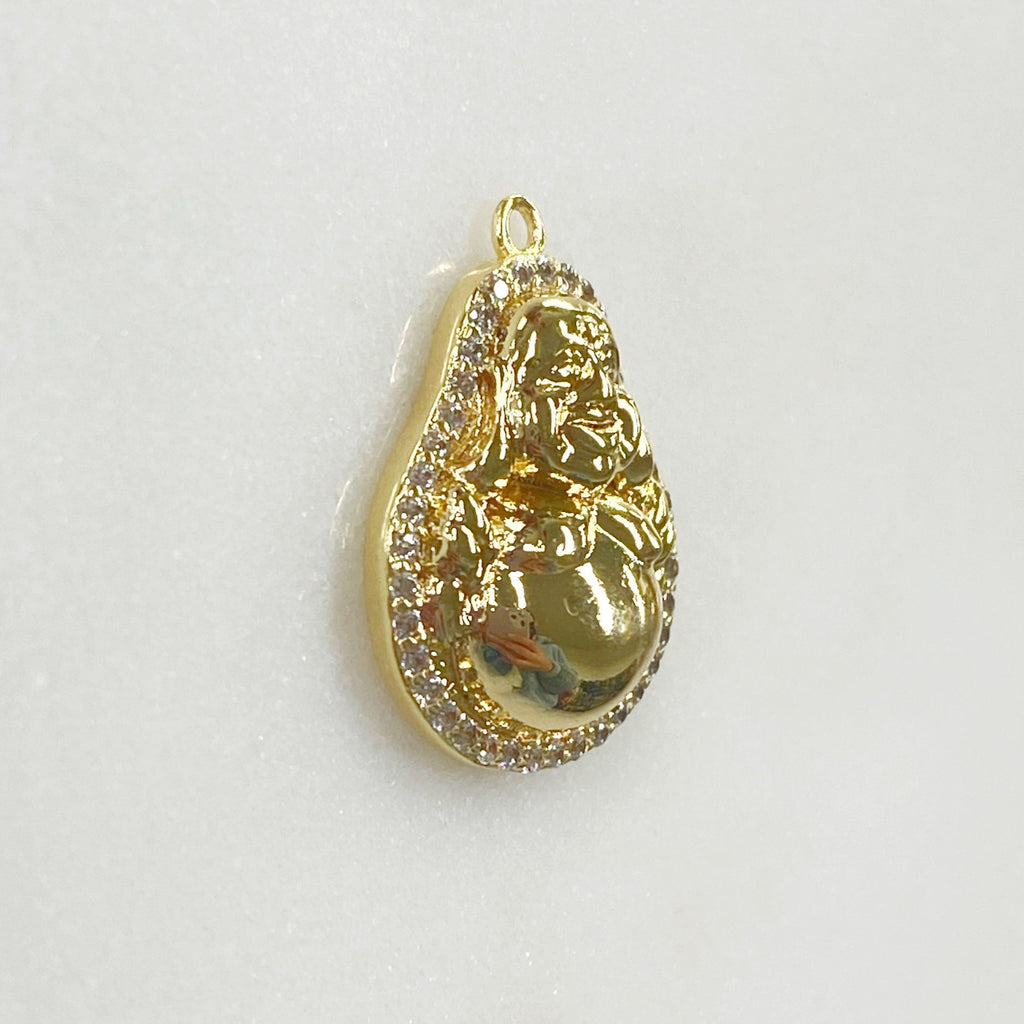 Gold Plated Buddha Cubic Zirconia Trimmed Hallow Buddha Charm Yoga