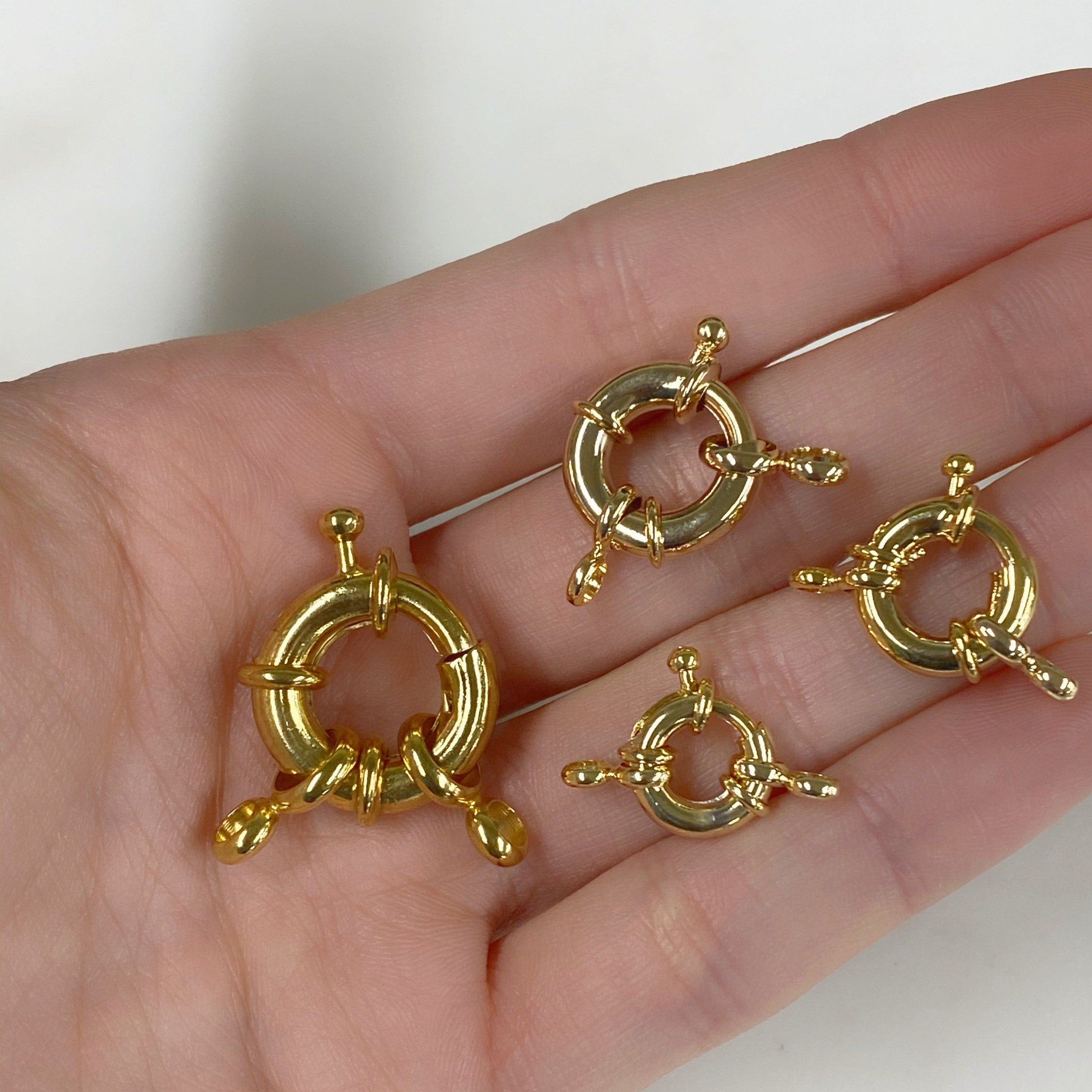 Gold Plated Fancy Spring Ring with Lever Spring Ring Chain Findings