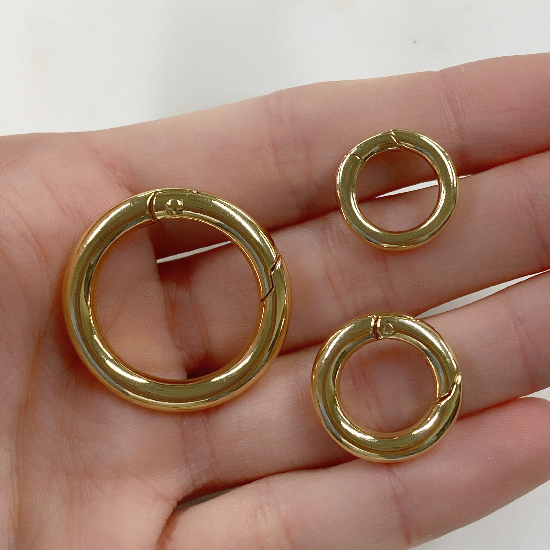 Gold Plated Simple Round Lever Gate Clasp Small Medium or Large
