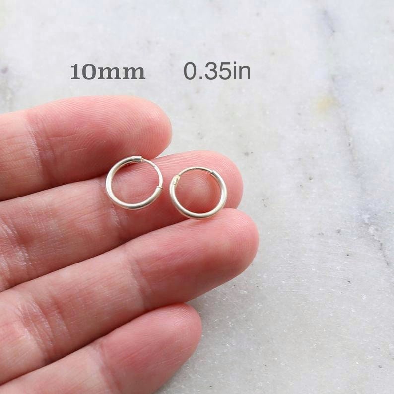 Sterling Silver Small Endless Hoop Earrings 18mm 16mm 14mm 12mm 10mm (2pc)