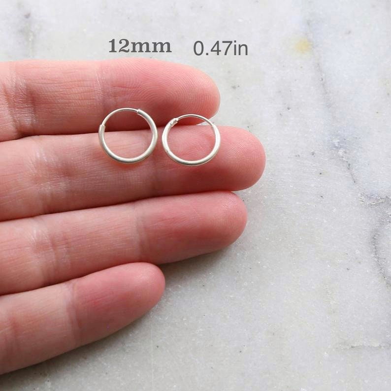 Sterling Silver Small Endless Hoop Earrings 18mm 16mm 14mm 12mm 10mm (2pc)