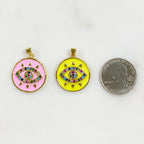 Gold Plated Neon Evil Eye Enamel Charm CZ Evil Eye Evil Eye Charms