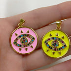 Gold Plated Neon Evil Eye Enamel Charm CZ Evil Eye Evil Eye Charms