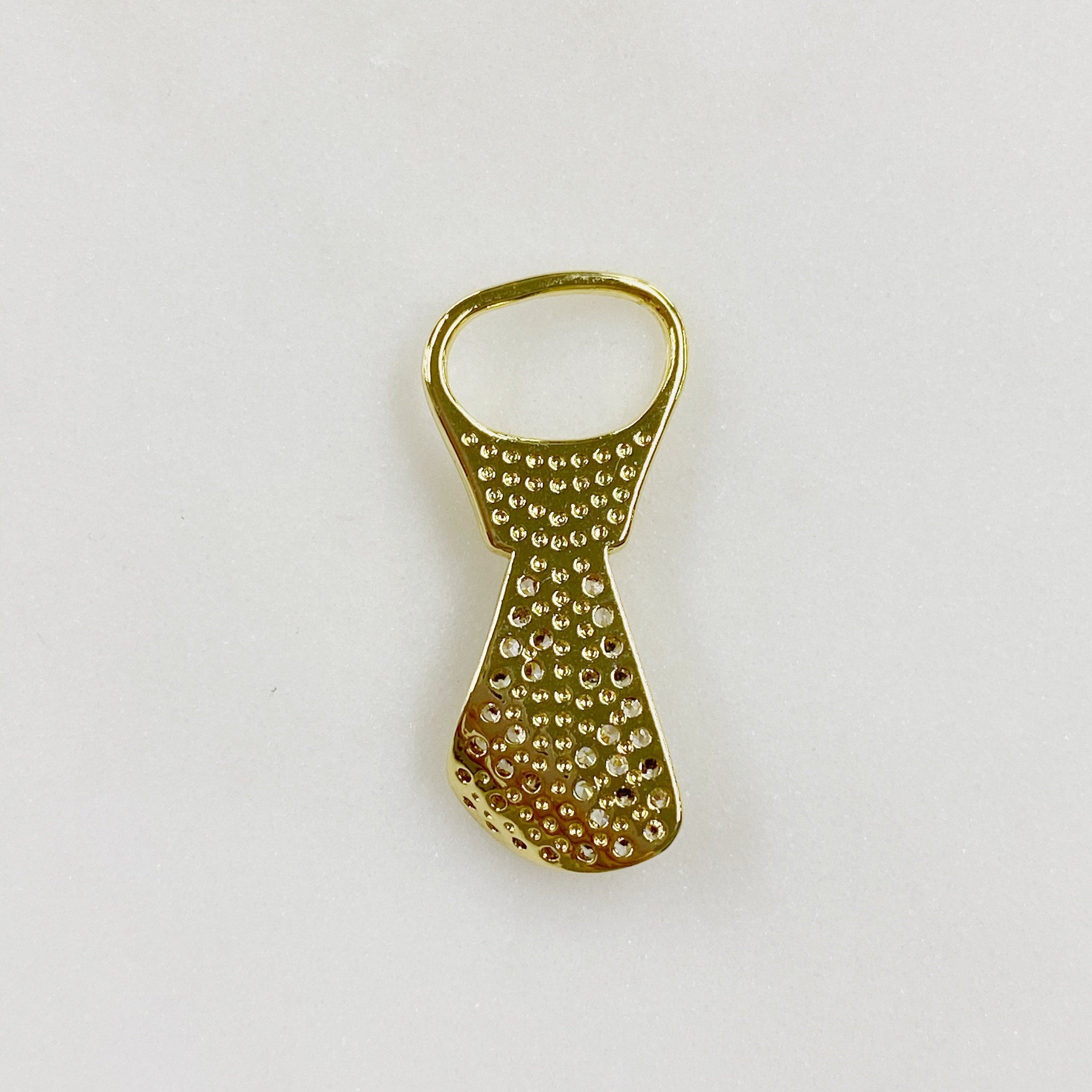 25mmx11mm Gold Plated Bottle Opener Sparkle Gold Charm Bottle Cap Opener CZ