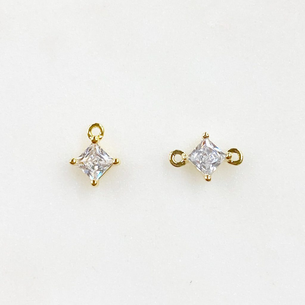 Gold Plated or Rhodium Plated Teeny Tiny CZ Pave Diamond Charm