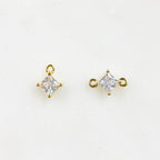 Gold Plated or Rhodium Plated Teeny Tiny CZ Pave Diamond Charm
