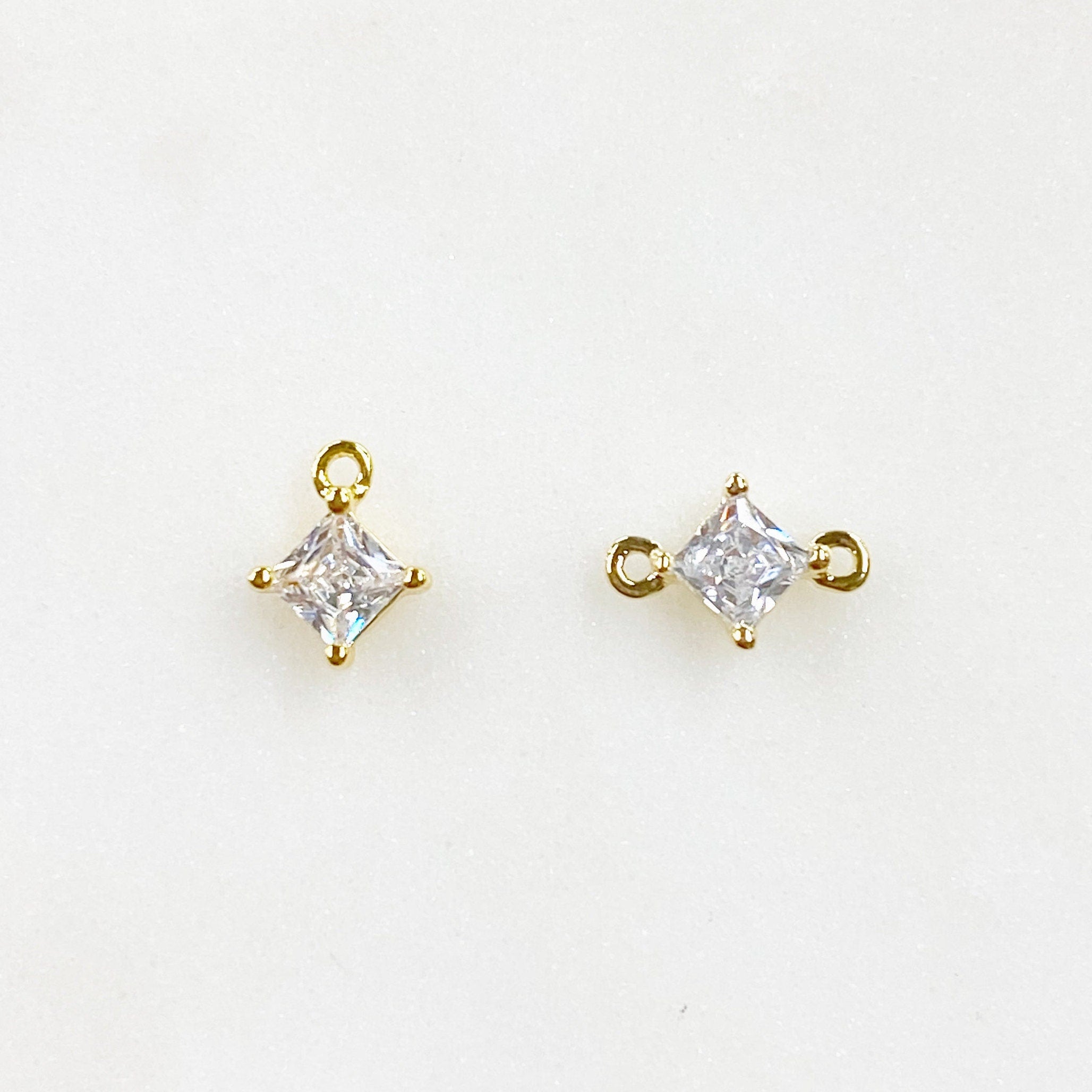 Gold Plated or Rhodium Plated Teeny Tiny CZ Pave Diamond Charm