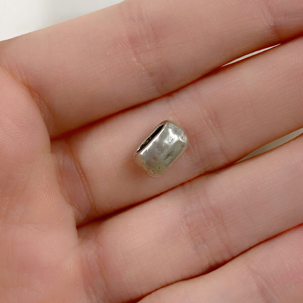 9mmx5mm Sterling Silver Artisan Organic Hammered Textured Spacer Bead
