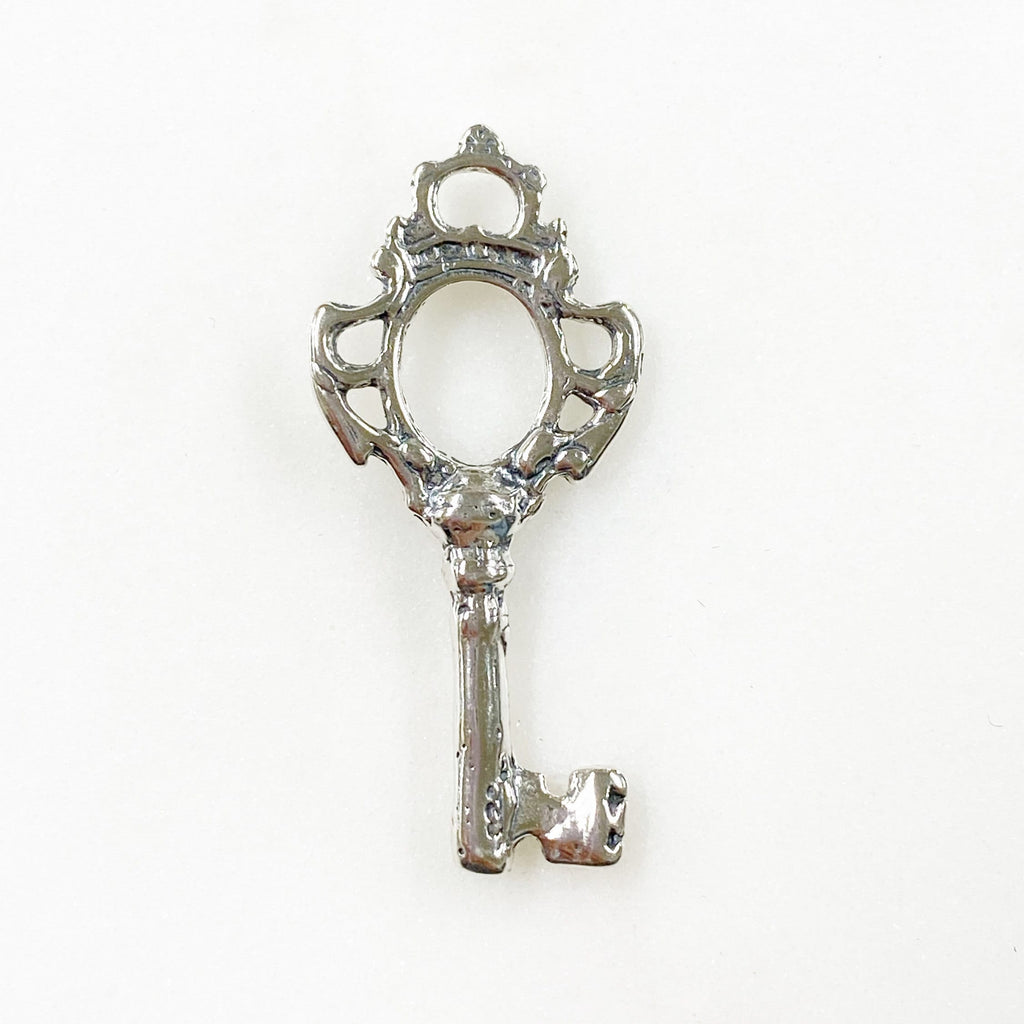 33mmx15mm Sterling Silver or Rhodium Plated Large Detailed Key Charm Key Charm