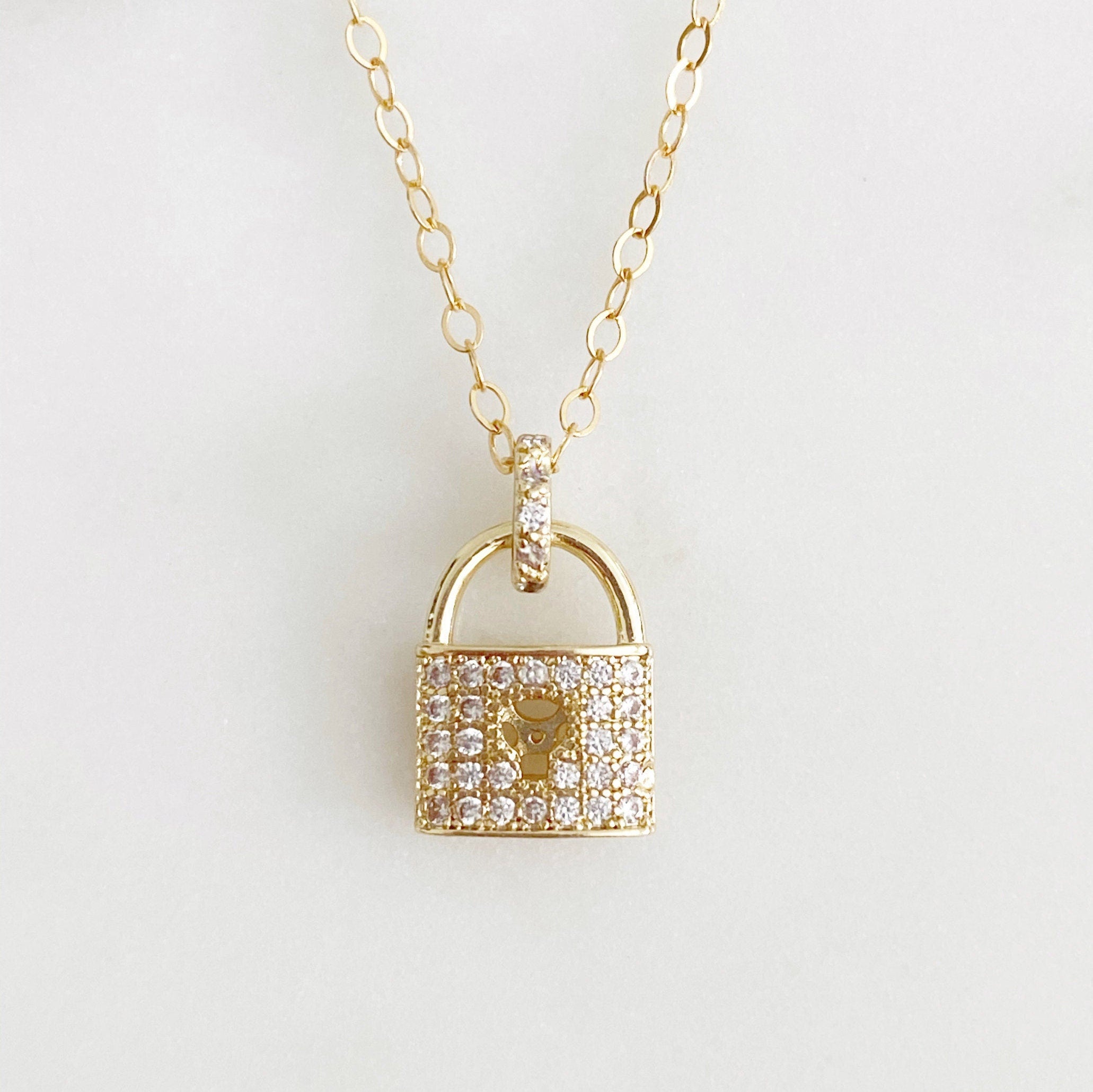 14K Gold Filled or Gold Plated Shimmer Lock Necklace