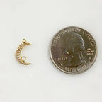 Gold Plated Thin Small Crescent Moon Cubic Zirconia Covered Opal