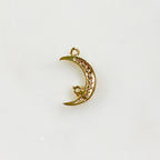 Gold Plated Thin Small Crescent Moon Cubic Zirconia Covered Opal