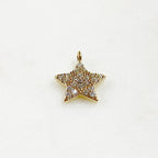 Gold Plated Sparkle Star Cubic Zirconia Charm 5 Point Simple