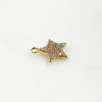 Gold Plated Sparkle Star Cubic Zirconia Charm 5 Point Simple