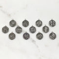 22mmx19mm Rhodium Plated Silver Zodiac Coin Constellation Round Medallion