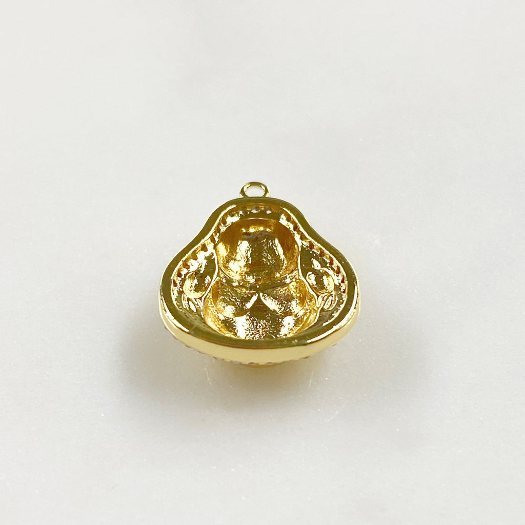 Gold Plated Buddha Cubic Zirconia Trimmed Hallow Buddha Charm Yoga