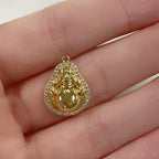 Gold Plated Buddha Cubic Zirconia Trimmed Hallow Buddha Charm Yoga