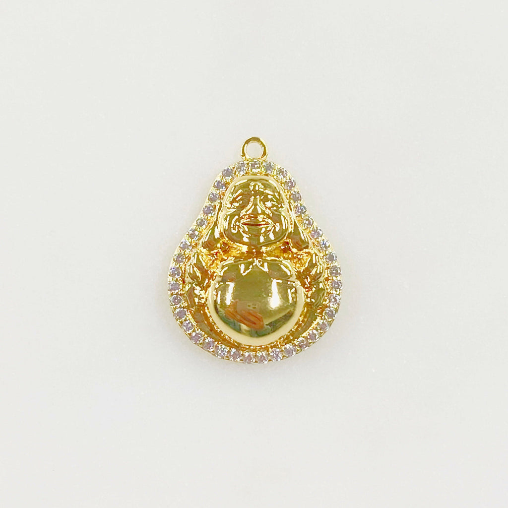 Gold Plated Buddha Cubic Zirconia Trimmed Hallow Buddha Charm Yoga