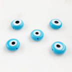 10mm Glass Evil Eye Beads Light Blue Dark Blue or White (5pc)
