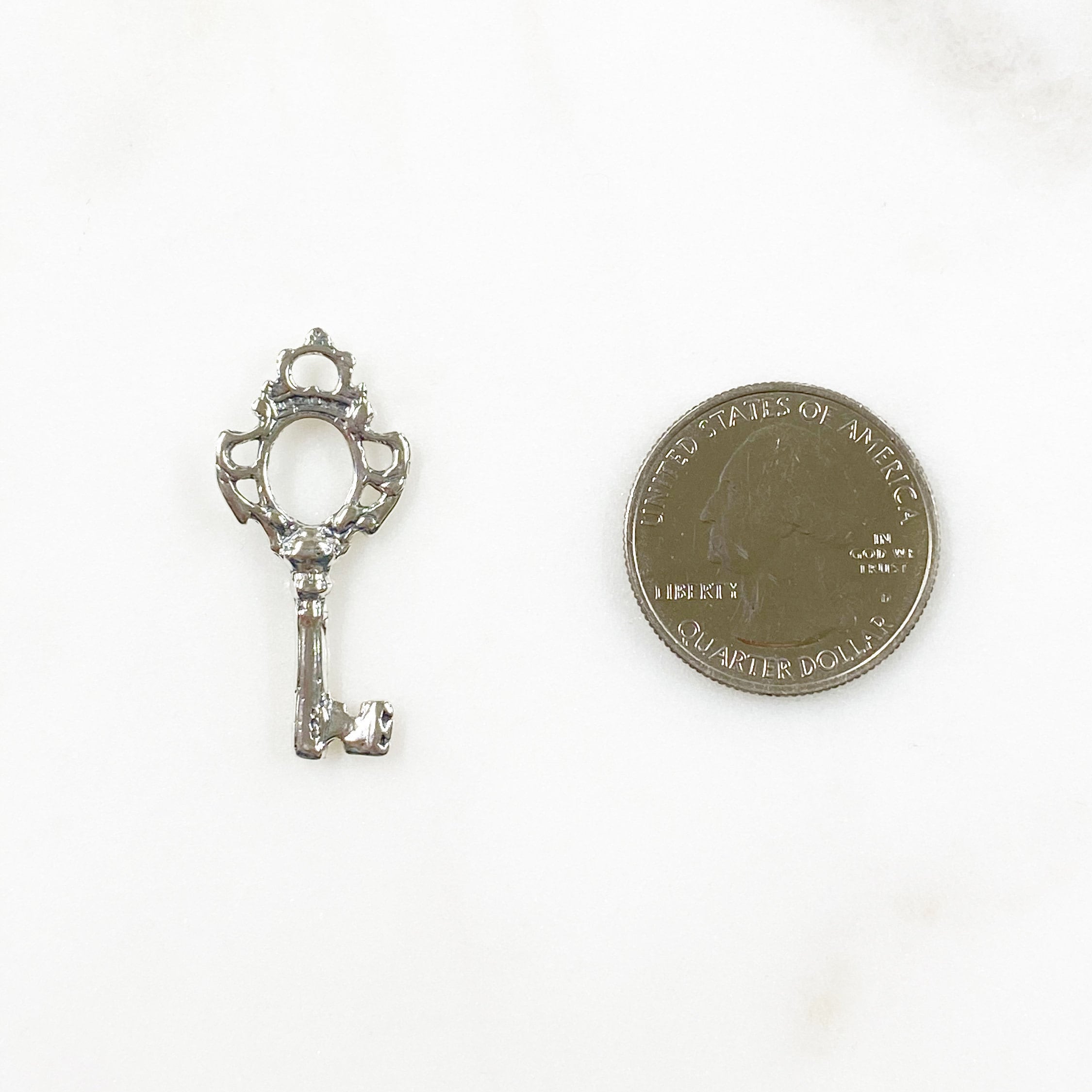 33mmx15mm Sterling Silver or Rhodium Plated Large Detailed Key Charm Key Charm