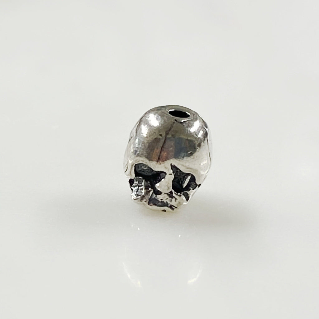 Sterling Silver Antique Skull Vertical Hole Bead Charm
