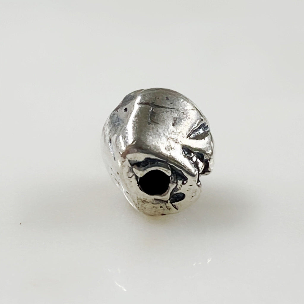 Sterling Silver Antique Skull Vertical Hole Bead Charm