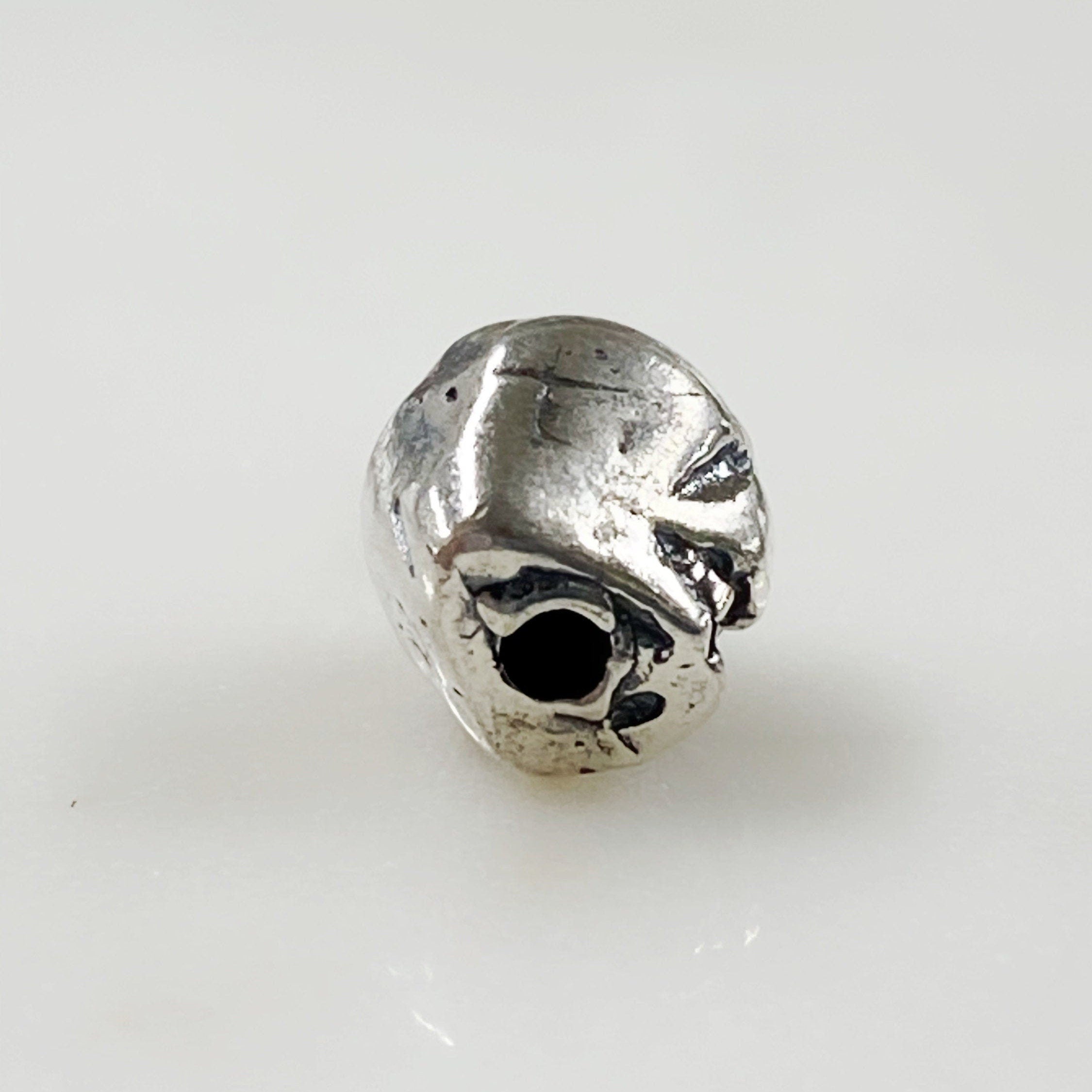 Sterling Silver Antique Skull Vertical Hole Bead Charm