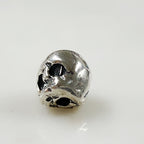 Sterling Silver Antique Skull Vertical Hole Bead Charm