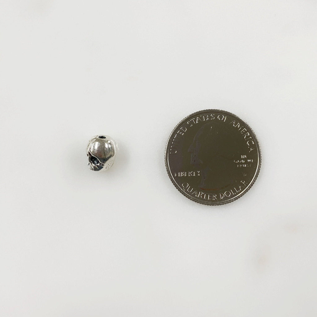 Sterling Silver Antique Skull Vertical Hole Bead Charm