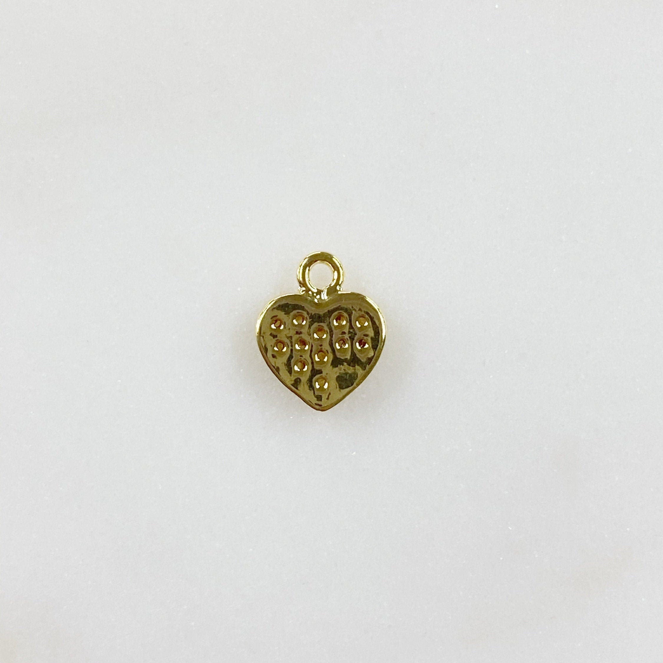 Gold Plated Small Heart Charm Mini Cubic Zirconia Love Charm