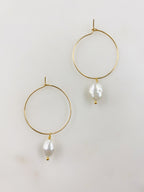 14K Gold Filled Ila Pearl Drop Gold Hoop Earrings (2pc) – Antique Silver