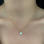 14K Gold Filled or Gold Plated Opal Gem Necklace