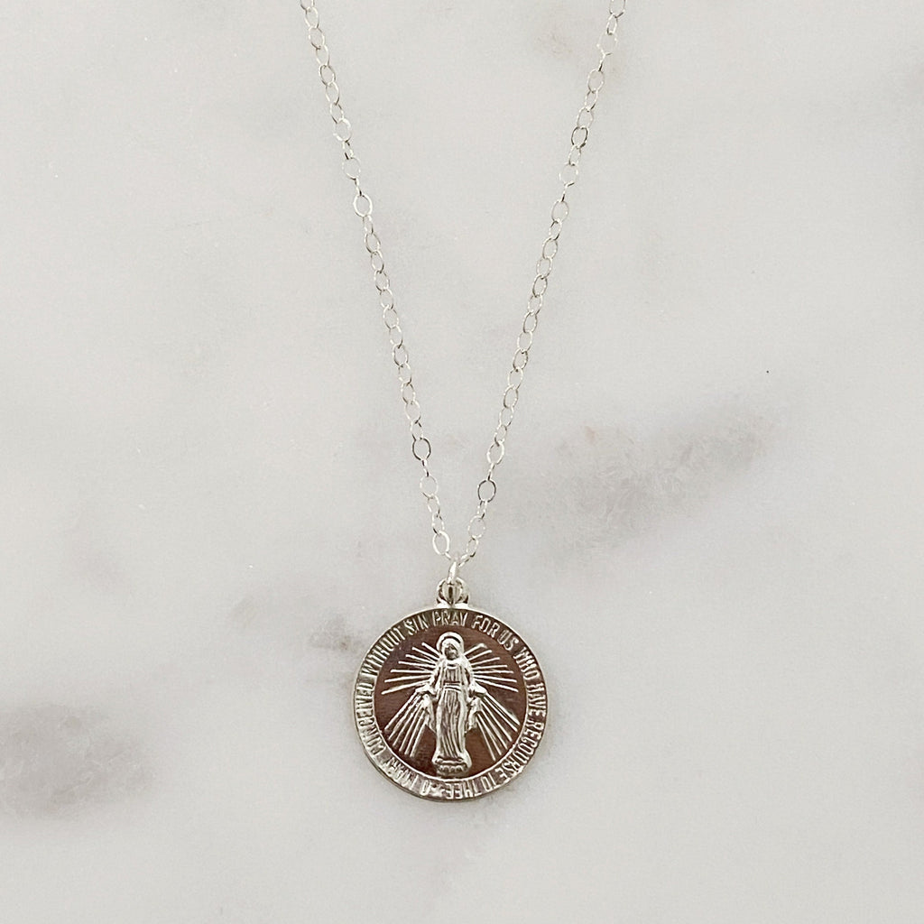 Sterling Silver or 14K Gold Filled Mother Mary Necklace
