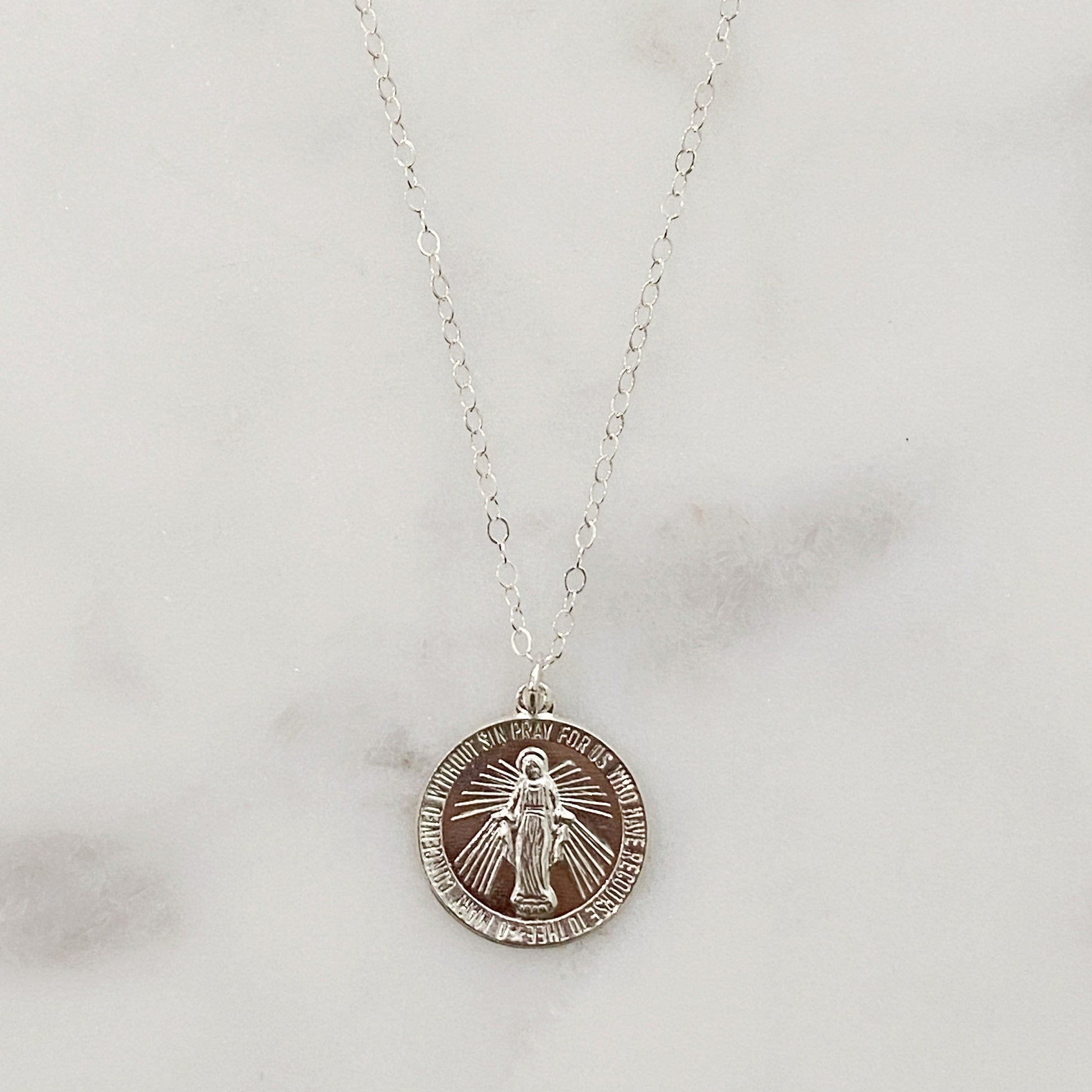 Sterling Silver or 14K Gold Filled Mother Mary Necklace