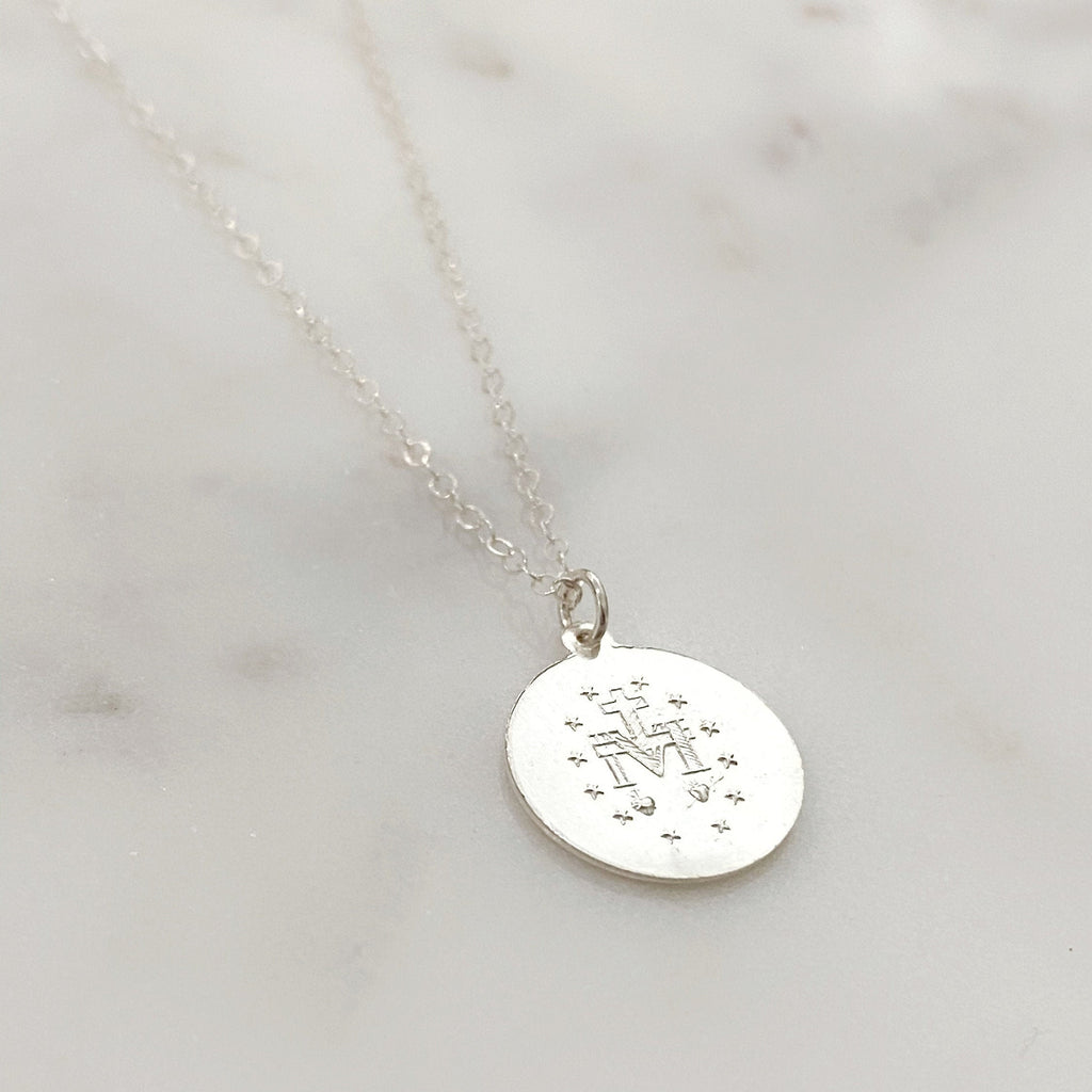 Sterling Silver or 14K Gold Filled Mother Mary Necklace