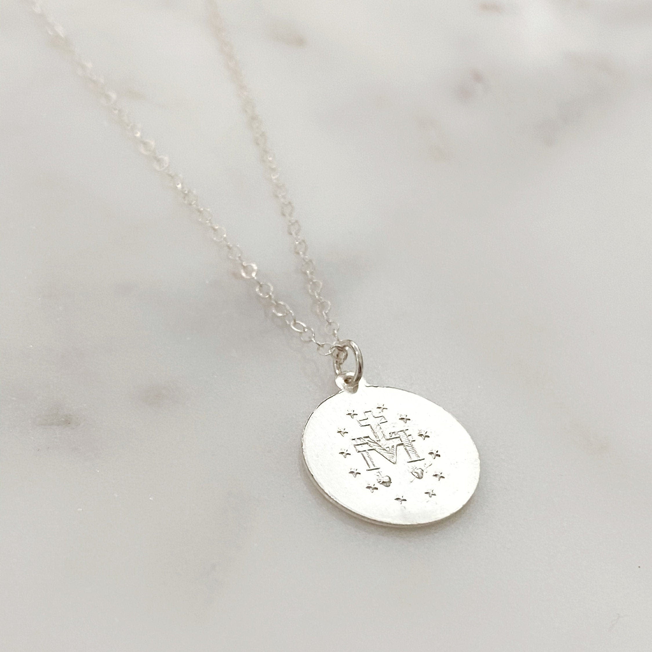 Sterling Silver or 14K Gold Filled Mother Mary Necklace
