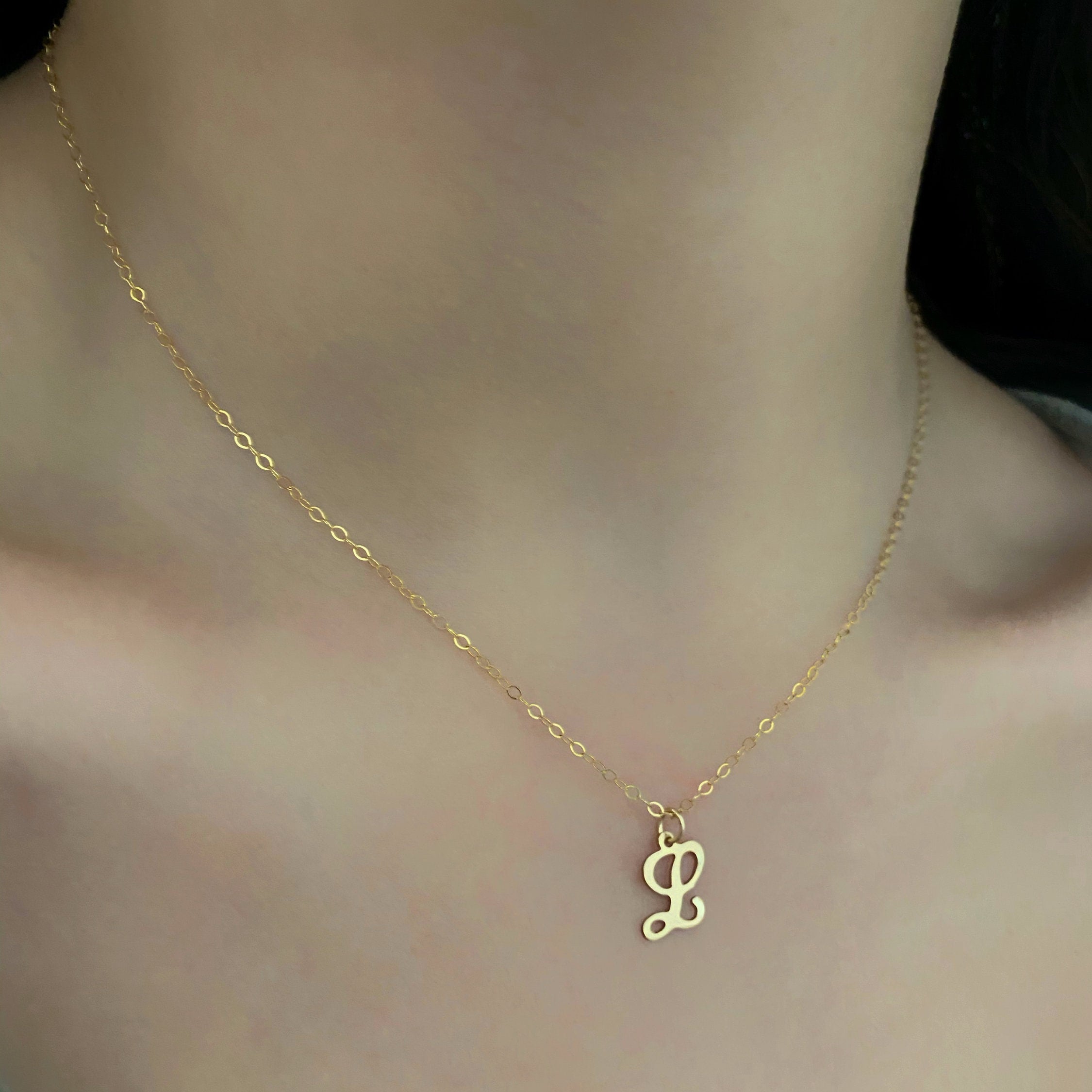 Sterling Silver or 14K Gold Filled Dainty Initial Necklace