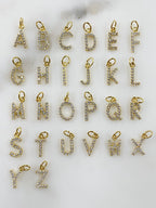 Gold Plated Alphabet Letter Charm Cubic Zirconia Initial Charms