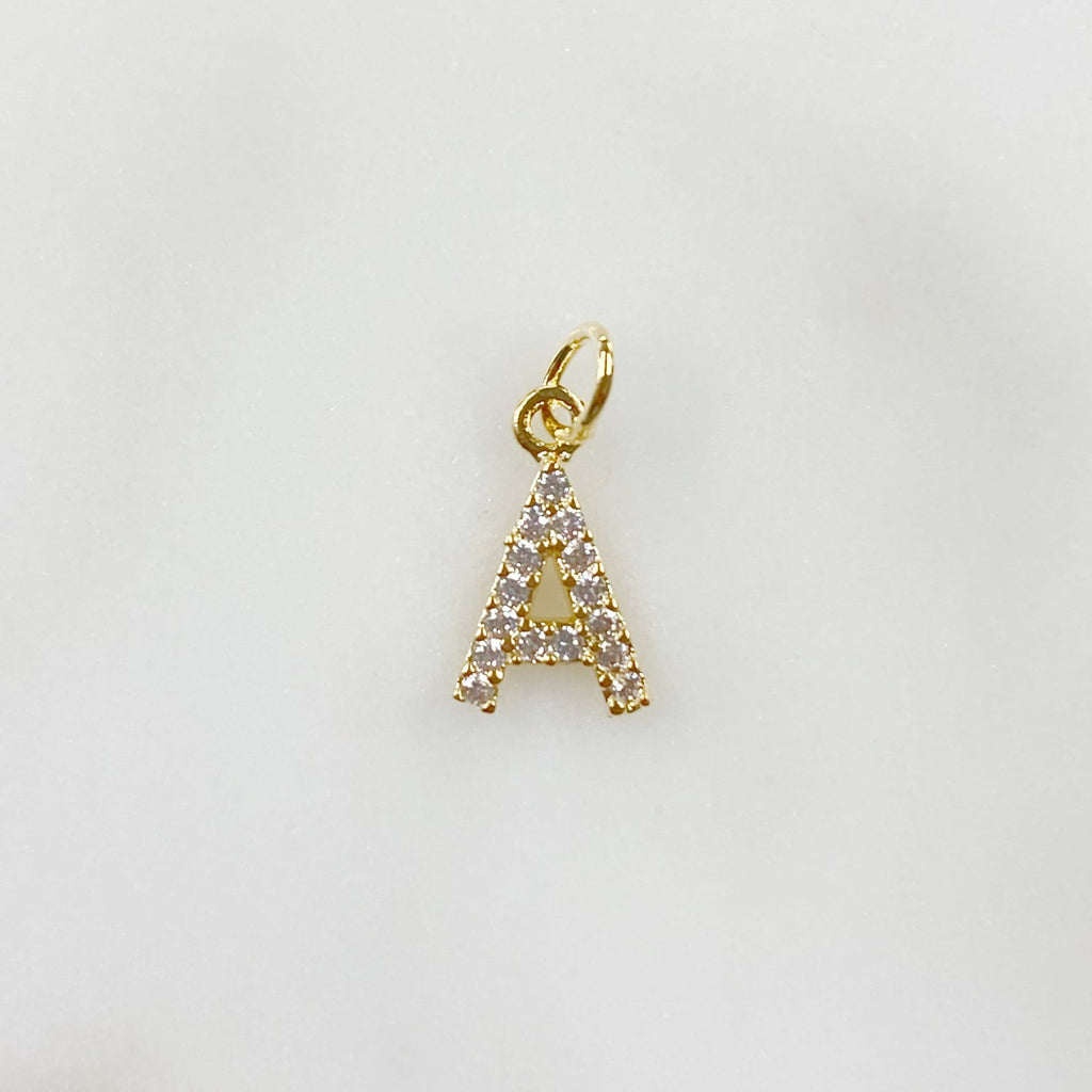 Gold Plated Alphabet Letter Charm Cubic Zirconia Initial Charms