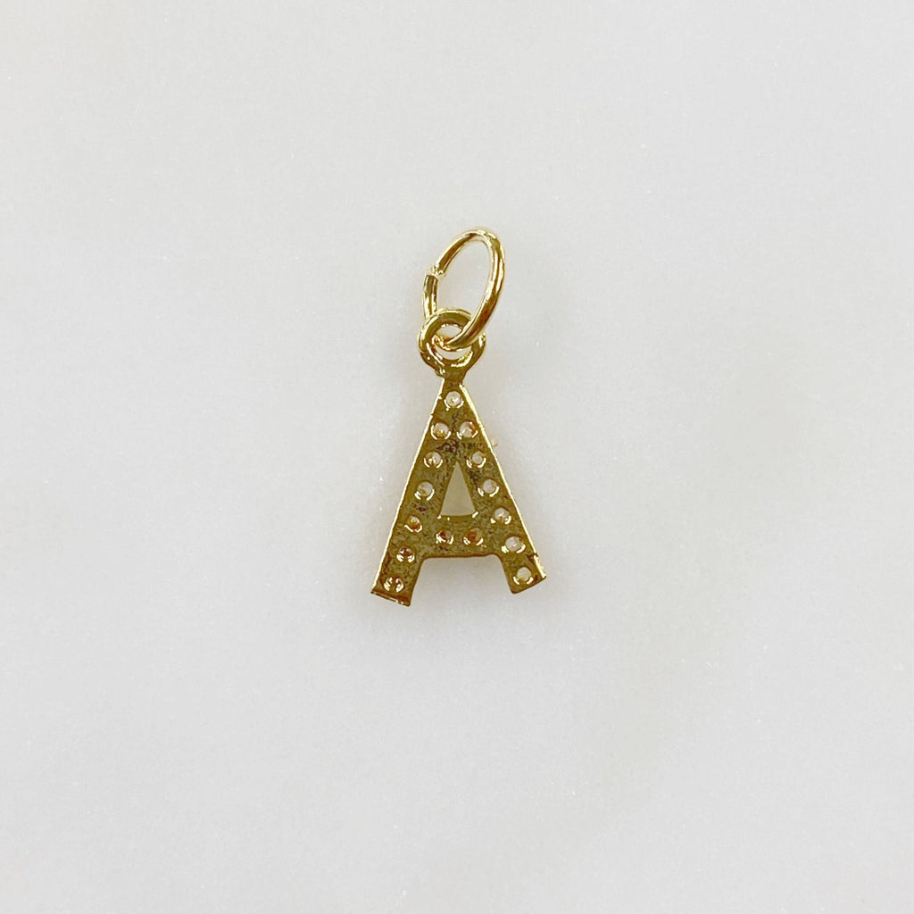 Gold Plated Alphabet Letter Charm Cubic Zirconia Initial Charms