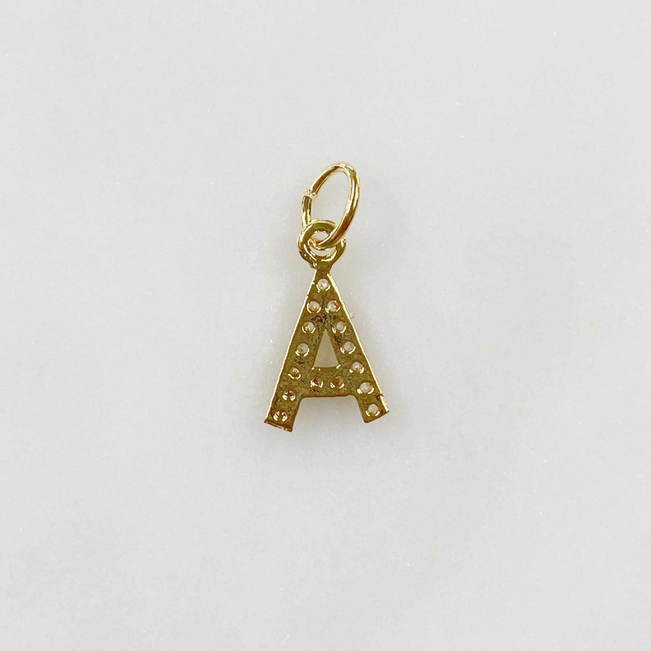 Gold Plated Alphabet Letter Charm Cubic Zirconia Initial Charms