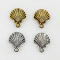 Pewter Sea Shell Flat Charm Antique Gold or Antique Silver (2pc)