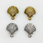 Pewter Sea Shell Flat Charm Antique Gold or Antique Silver (2pc)