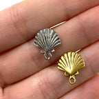Pewter Sea Shell Flat Charm Antique Gold or Antique Silver (2pc)