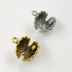 Pewter Sea Shell Oyster Pearl Charm Antique Gold or Antique (2pc)