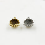 Pewter Sea Shell Oyster Pearl Charm Antique Gold or Antique (2pc)