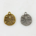 Pewter Rare Sand Dollar Charm Beach Charm Antique Gold (2pc)