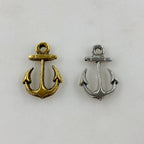 Pewter Anchor Charm Antique Gold Antique Silver (2pc)